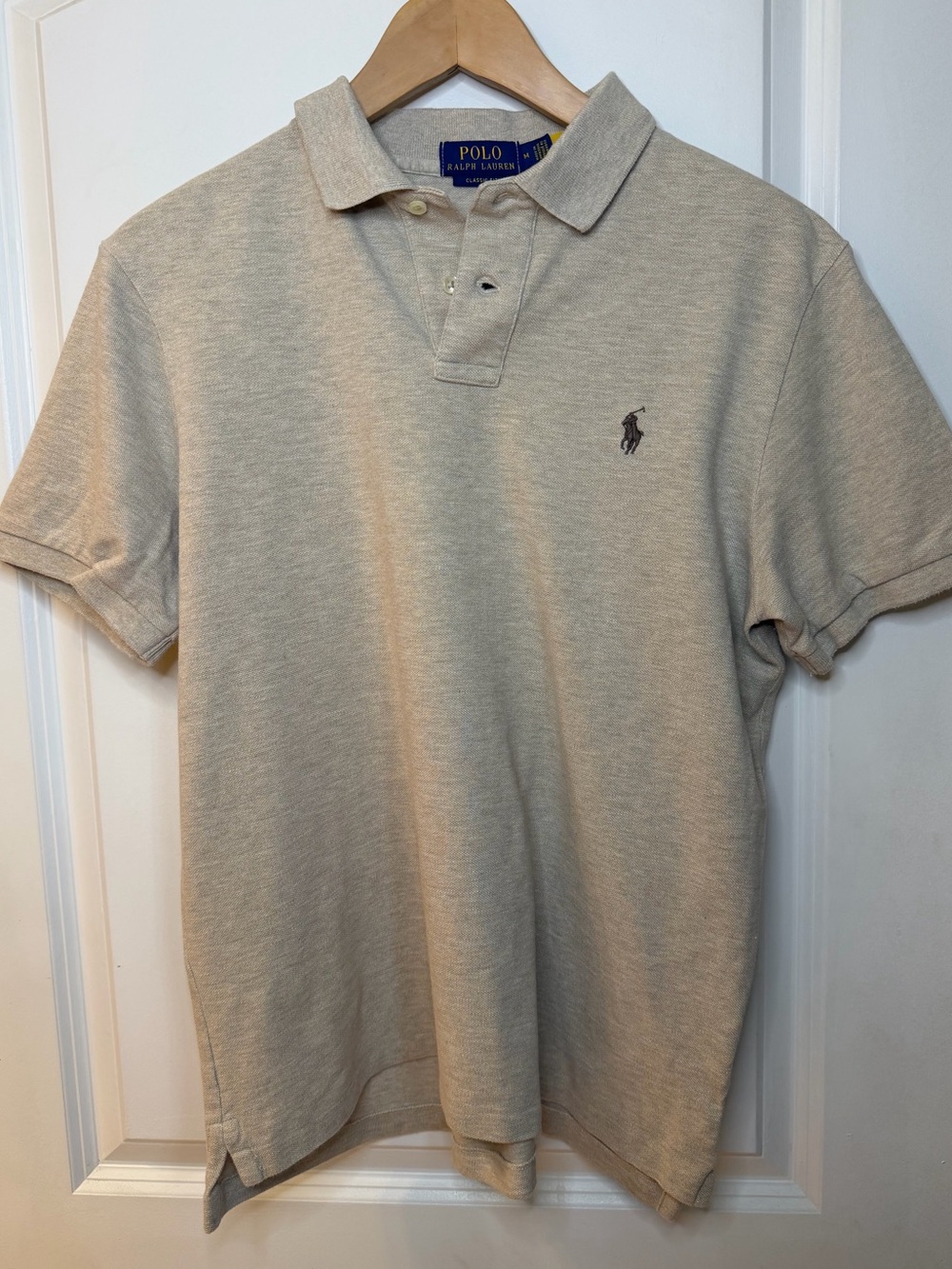Polo by Ralph Lauren Men's Classic Beige Polo Shirt, size M